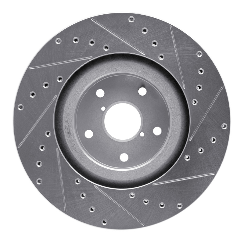 Subaru Ascent Brake Rotor (1) - Front Left - R1 Concepts - Drilled & Slotted - Silver - `19-`23